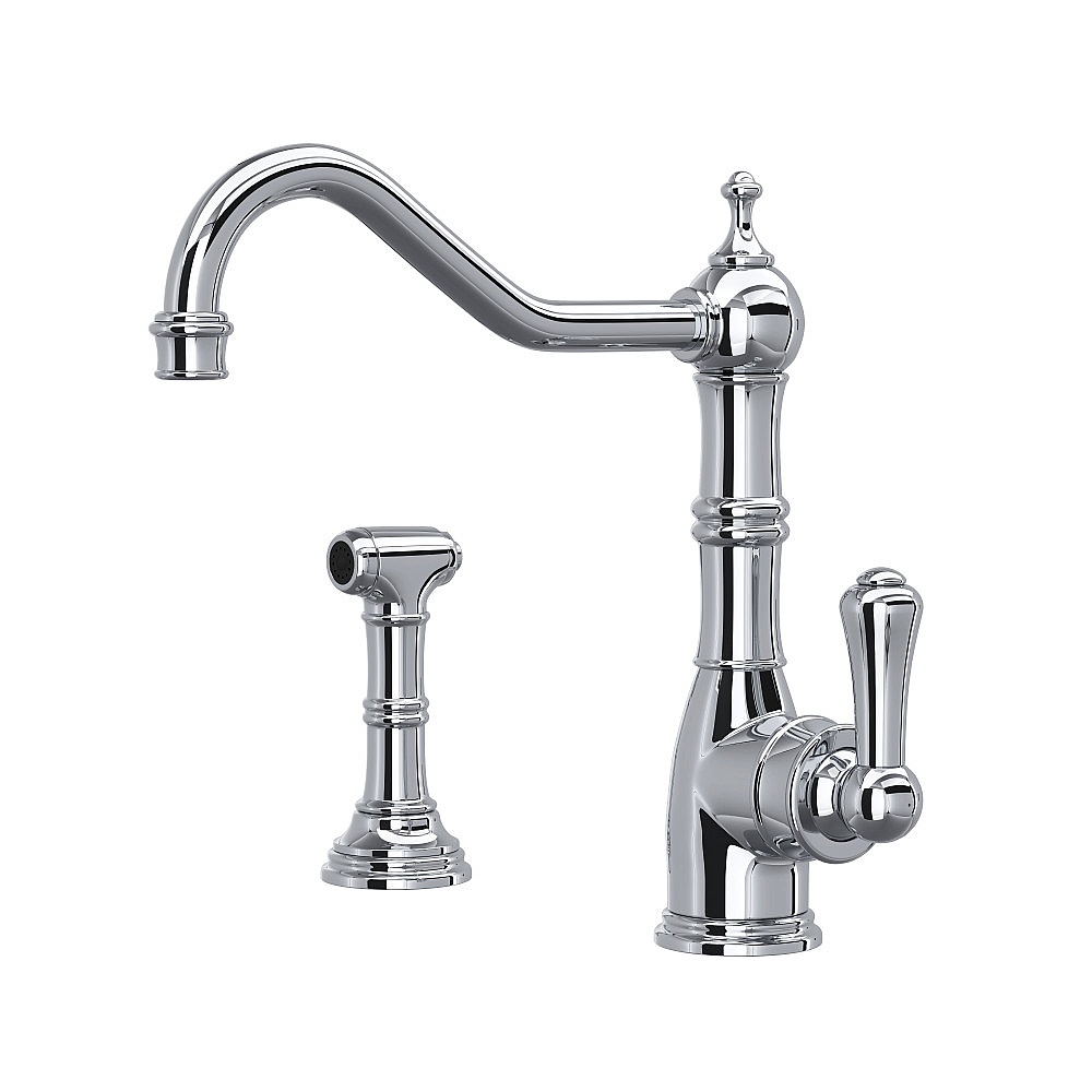 Perrin & Rowe U.4746APC-2 Edwardian™ Kitchen Faucet With Side Spray - Polished Chrome