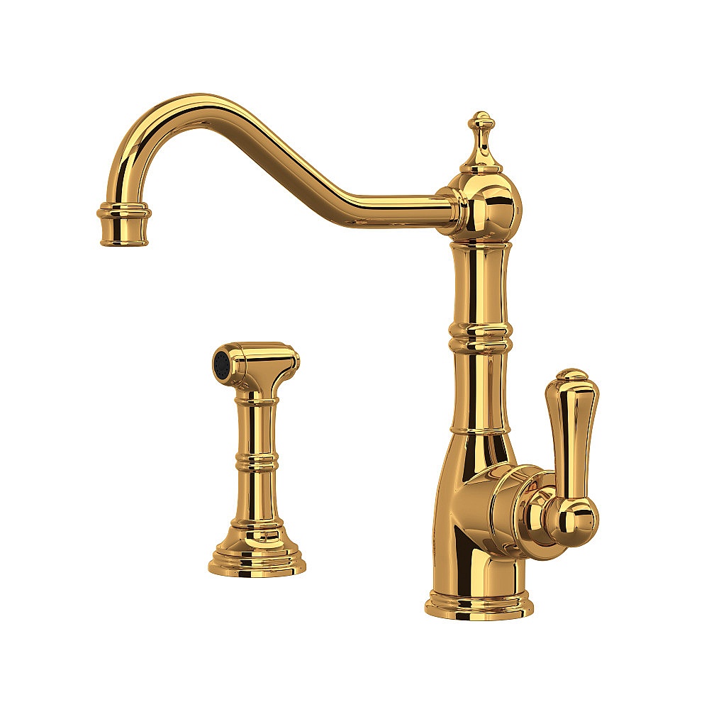 Perrin & Rowe U.4746EG-2 Edwardian™ Kitchen Faucet With Side Spray - English Gold