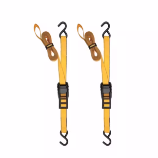 DeWalt DXBC90043 14ft x 1-1/4" 2000lb Cam-Buckle S-Hook Tie Down Strap, 2 Pack - Yellow