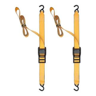DeWalt DXBC90044 10ft x 2" 3000lb Cam-Buckle S-Hook Tie Down Strap, 2 Pack - Yellow