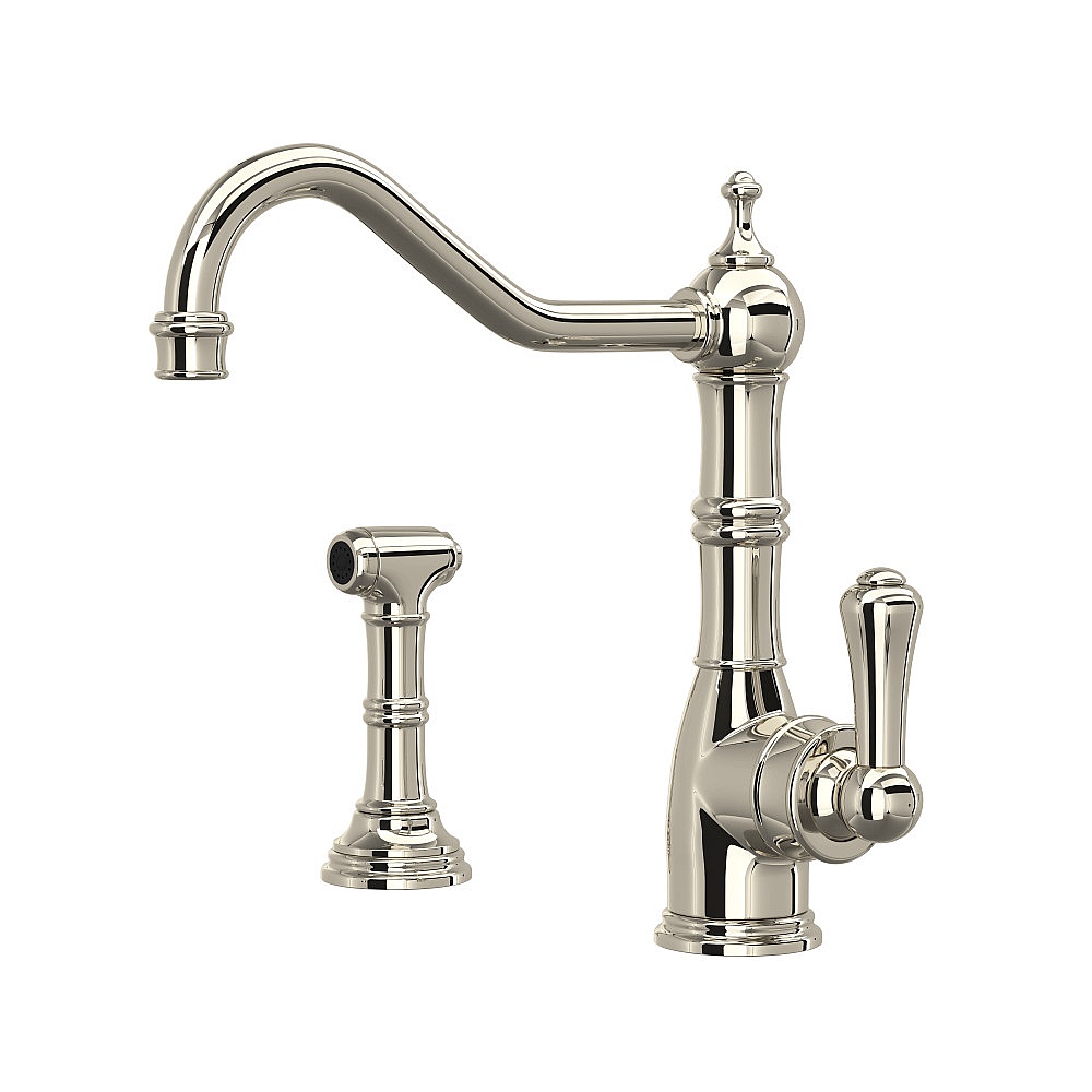 Perrin & Rowe U.4746PN-2 Edwardian™ Kitchen Faucet With Side Spray - Polished Nickel