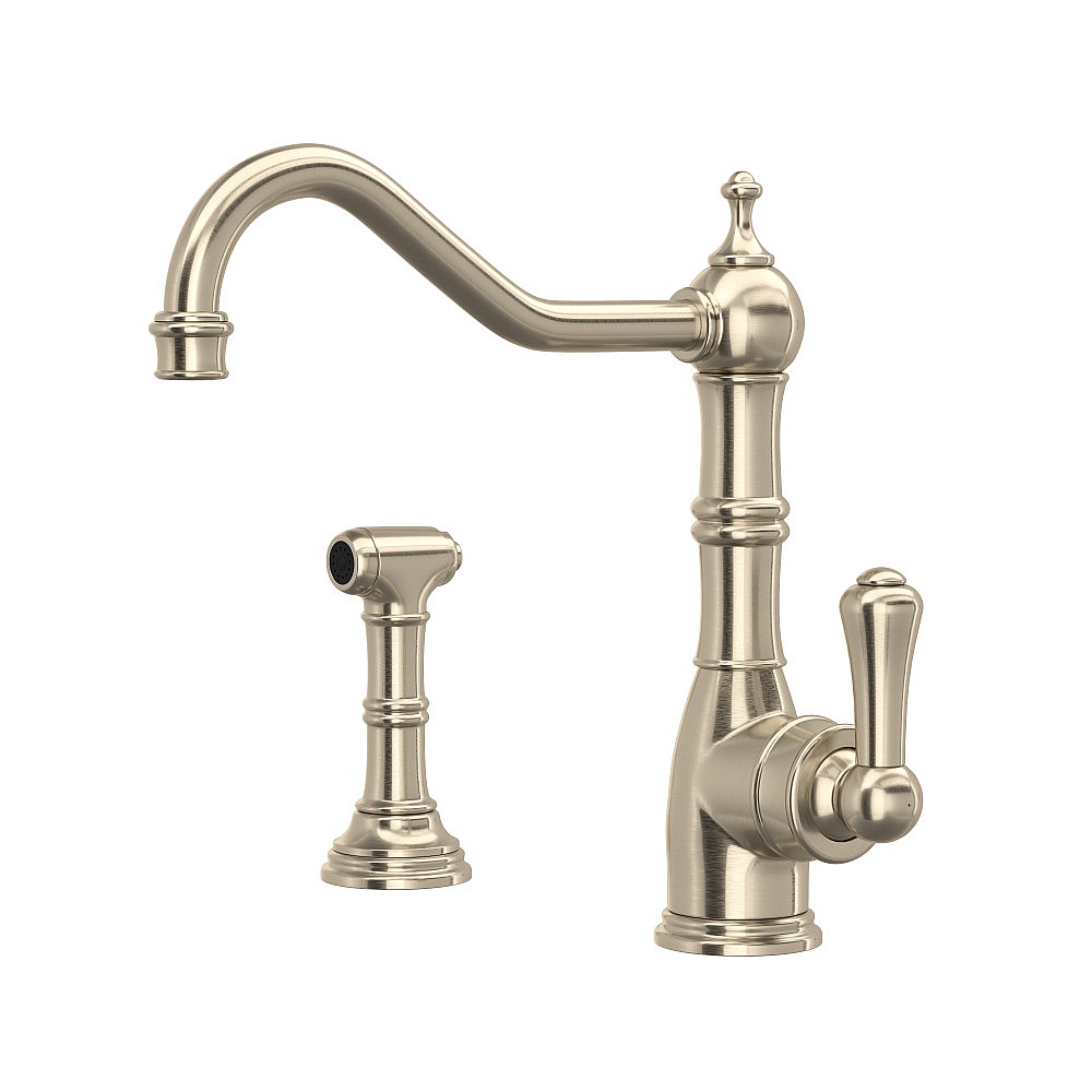 Perrin & Rowe U.4746STN-2 Edwardian™ Kitchen Faucet With Side Spray - Satin Nickel