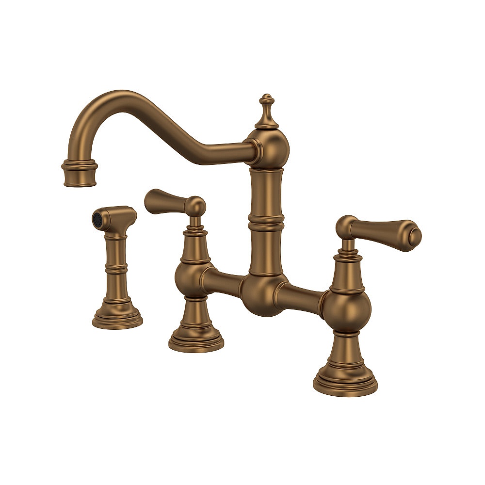 Perrin & Rowe U.4756L-EB-2 Edwardian™ Bridge Kitchen Faucet With Side Spray - English Bronze
