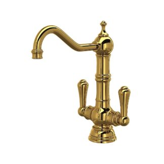 Perrin & Rowe U.4759ULB-2 Edwardian™ Two Handle Bar/Food Prep Kitchen Faucet - Unlacquered Brass