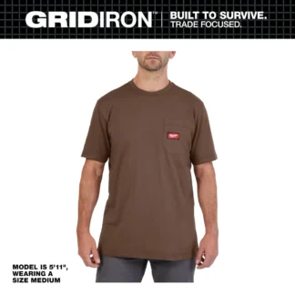 Milwaukee® 605BR-X GRIDIRON™ Short-Sleeve Pocket T-Shirt - Brown