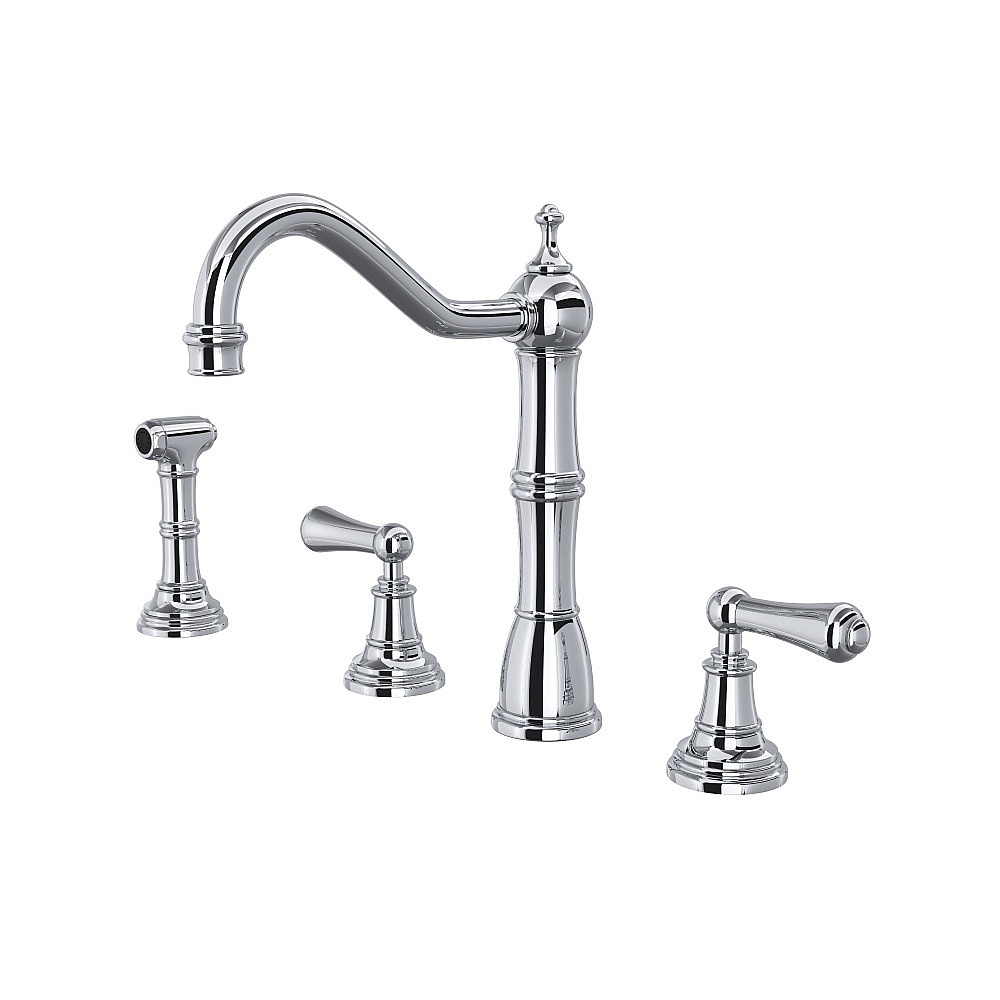 Perrin & Rowe U.4776L-APC-2 Edwardian™ Two Handle Kitchen Faucet With Side Spray - Polished Chrome