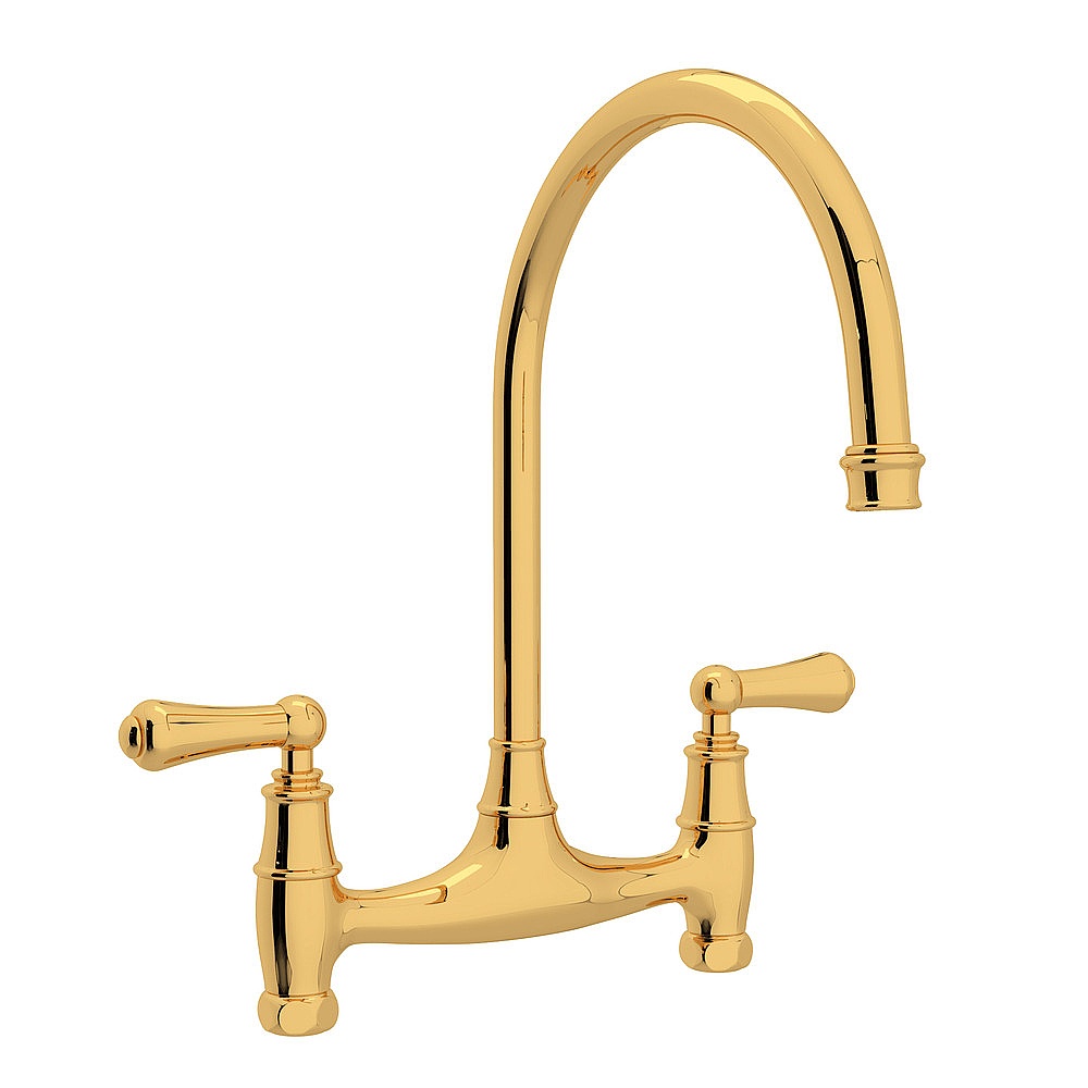 Perrin & Rowe U.4791L-EG-2 Georgian Era™ Bridge Kitchen Faucet Without Unions - English Gold