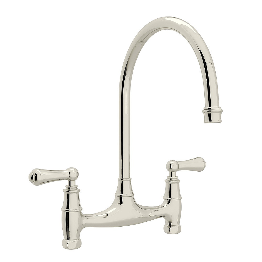Perrin & Rowe U.4791L-PN-2 Georgian Era™ Bridge Kitchen Faucet Without Unions - Polished Nickel