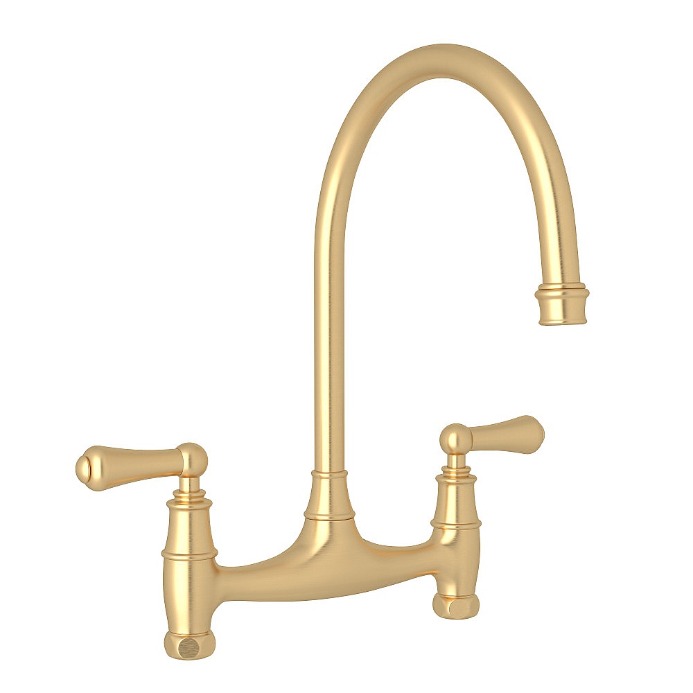 Perrin & Rowe U.4791L-SEG-2 Georgian Era™ Bridge Kitchen Faucet Without Unions - Satin English Gold