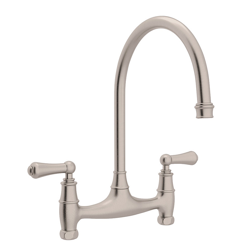 Perrin & Rowe U.4791L-STN-2 Georgian Era™ Bridge Kitchen Faucet Without Unions - Satin Nickel