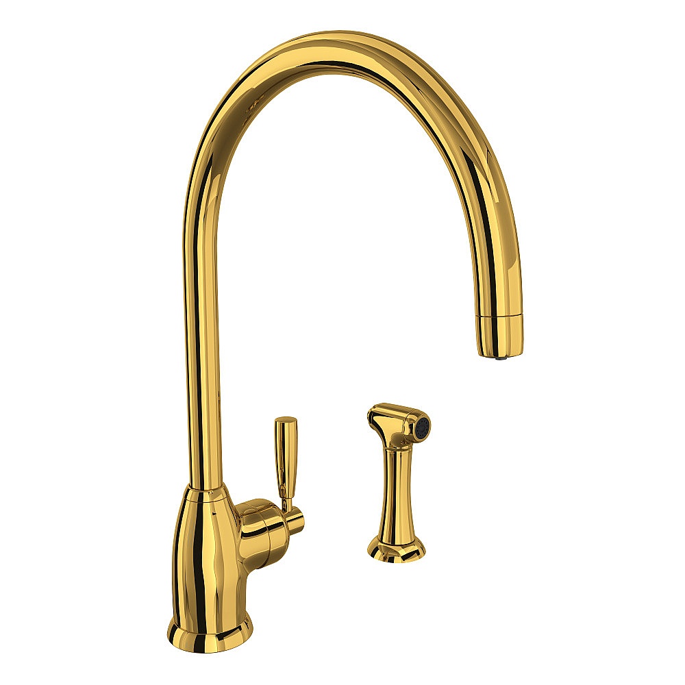 Perrin & Rowe U.4846LS-ULB-2 Holborn™ Kitchen Faucet With Side Spray - Unlacquered Brass