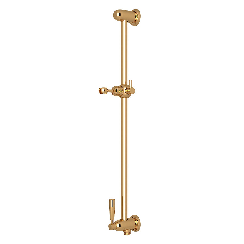Perrin & Rowe U.5350ULB 24" Slide Bar With Integrated Volume Control And Outlet - Unlacquered Brass