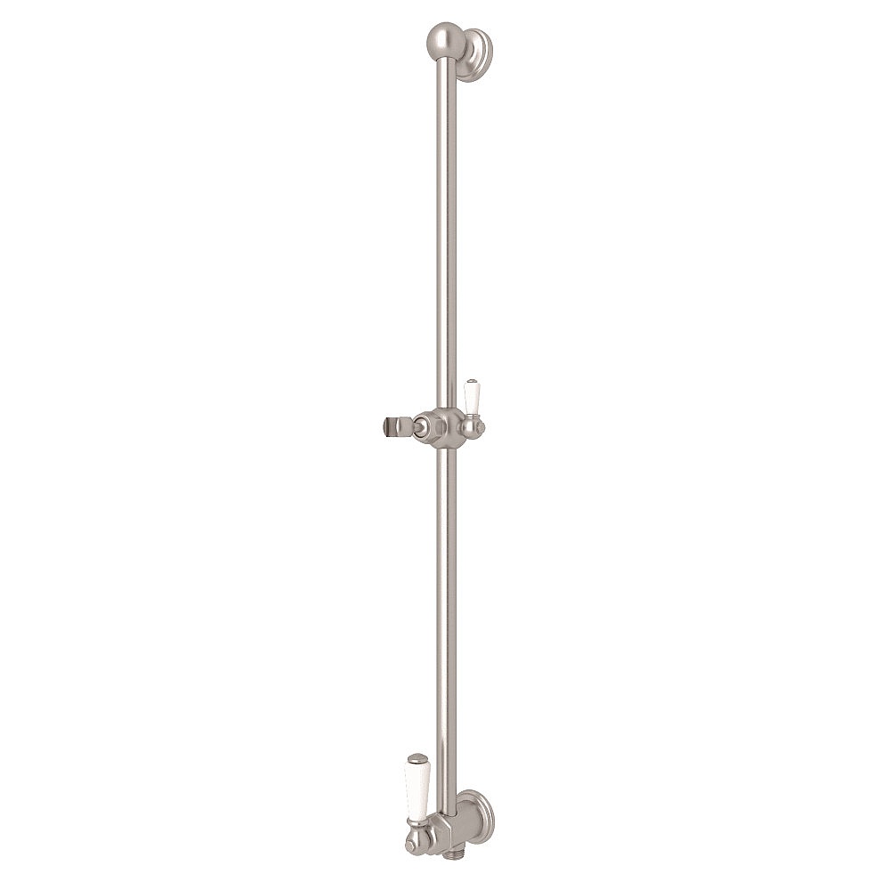 Perrin & Rowe U.5535STN 25" Slide Bar With Integrated Volume Control And Outlet - Satin Nickel