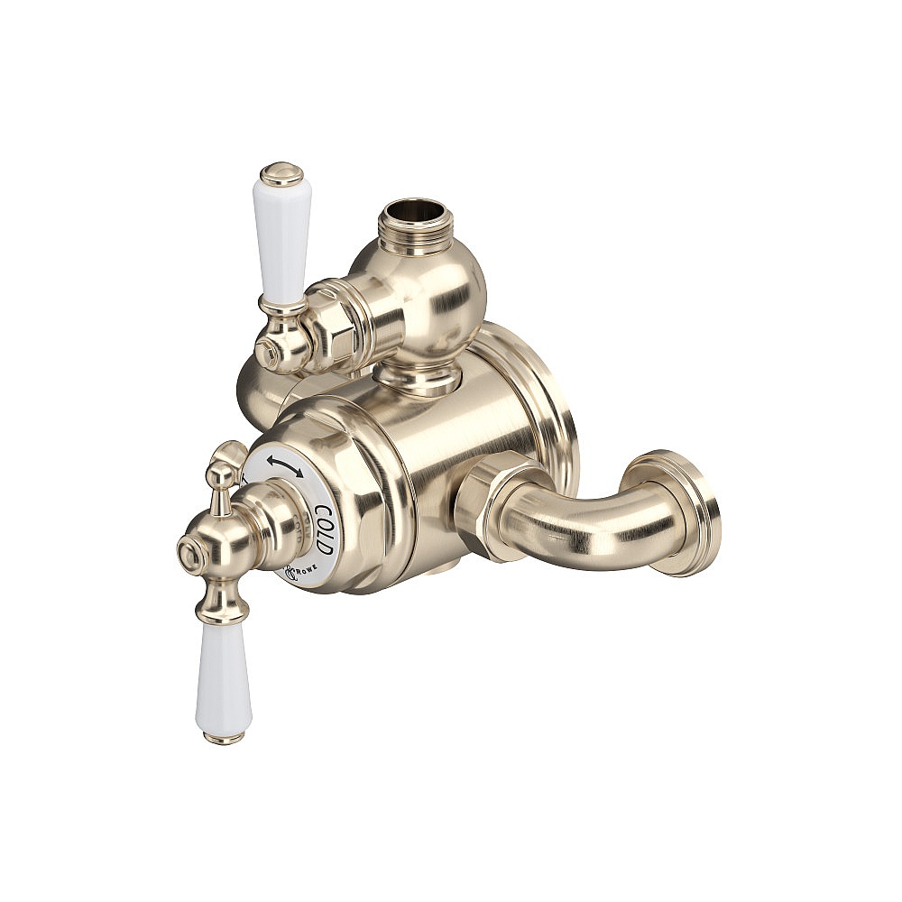 Perrin & Rowe U.5550L-STN Edwardian™ 3/4" Exposed Therm Valve With Volume And Temperature Control - Satin Nickel