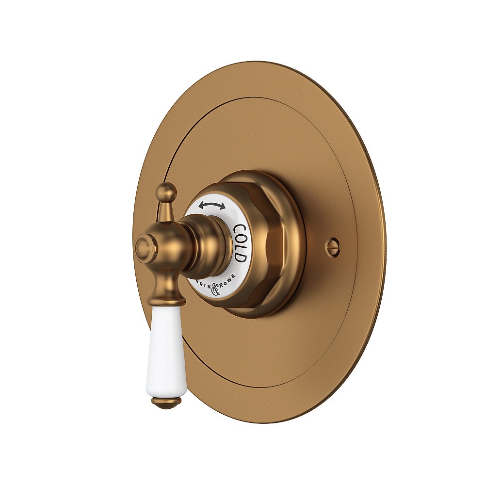 Perrin & Rowe U.5565L-EB/TO Edwardian™ 3/4" Round Thermostatic Trim Without Volume Control - English Bronze