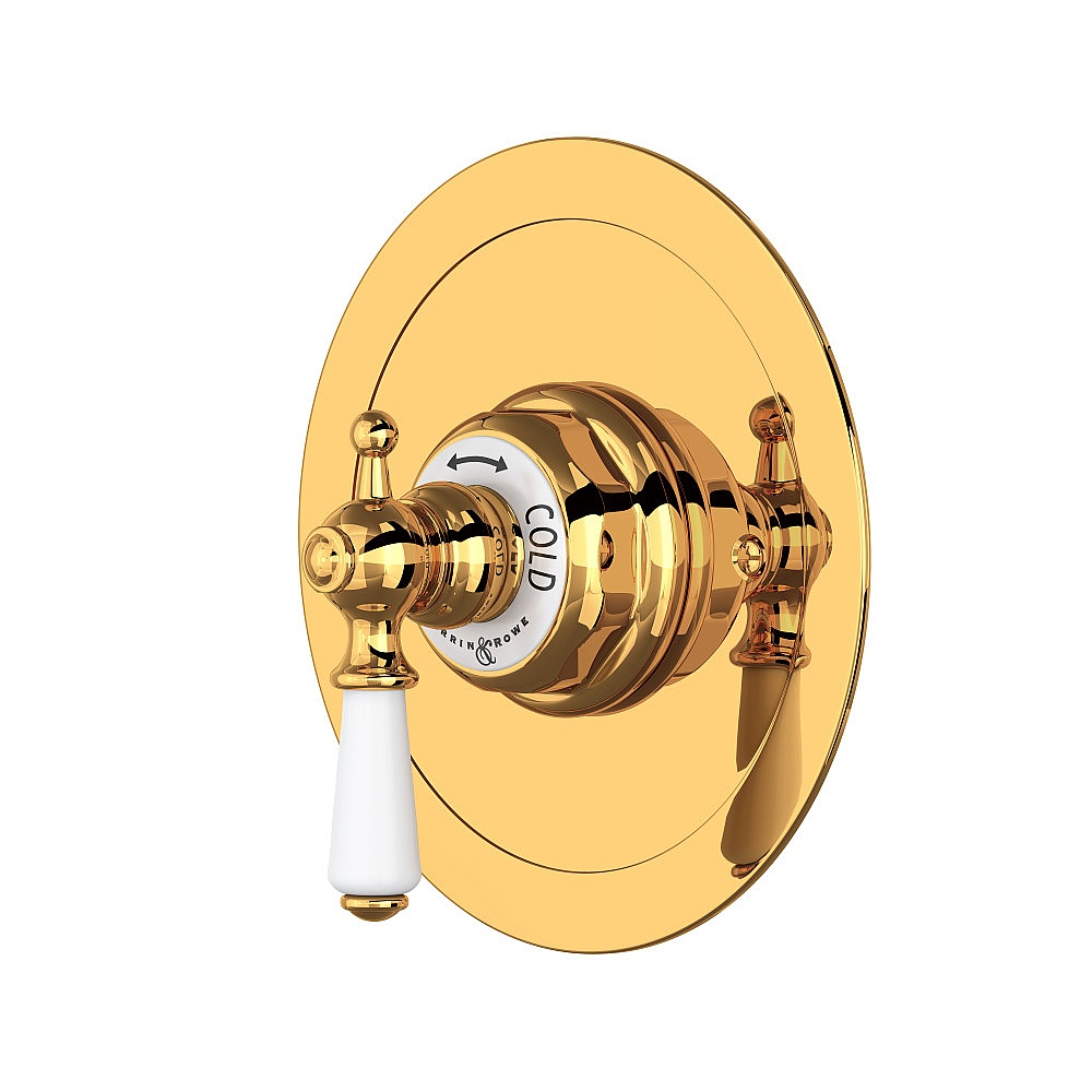 Perrin & Rowe U.5565L-EG/TO Edwardian™ 3/4" Round Thermostatic Trim Without Volume Control - English Gold