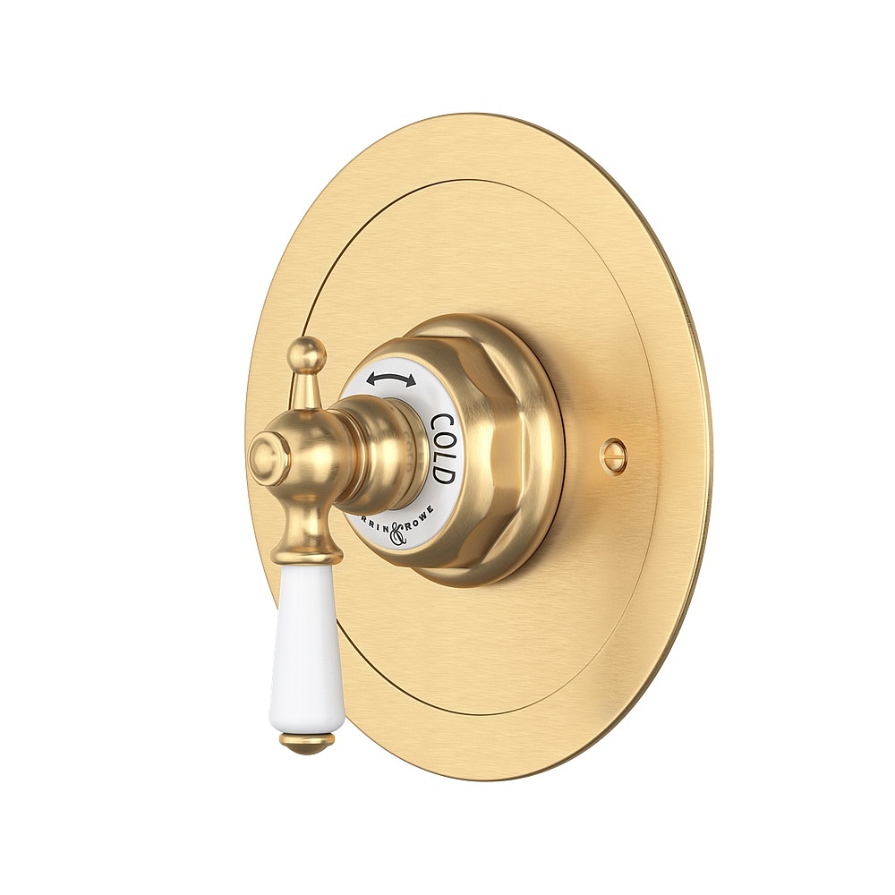 Perrin & Rowe U.5565L-SEG/TO Edwardian™ 3/4" Round Thermostatic Trim Without Volume Control - Satin English Gold