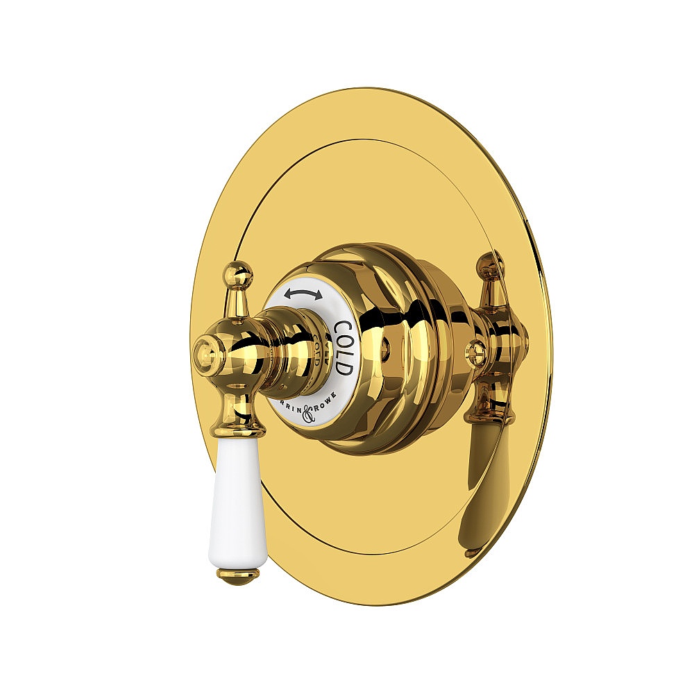 Perrin & Rowe U.5565L-ULB/TO Edwardian™ 3/4" Round Thermostatic Trim Without Volume Control - Unlacquered Brass