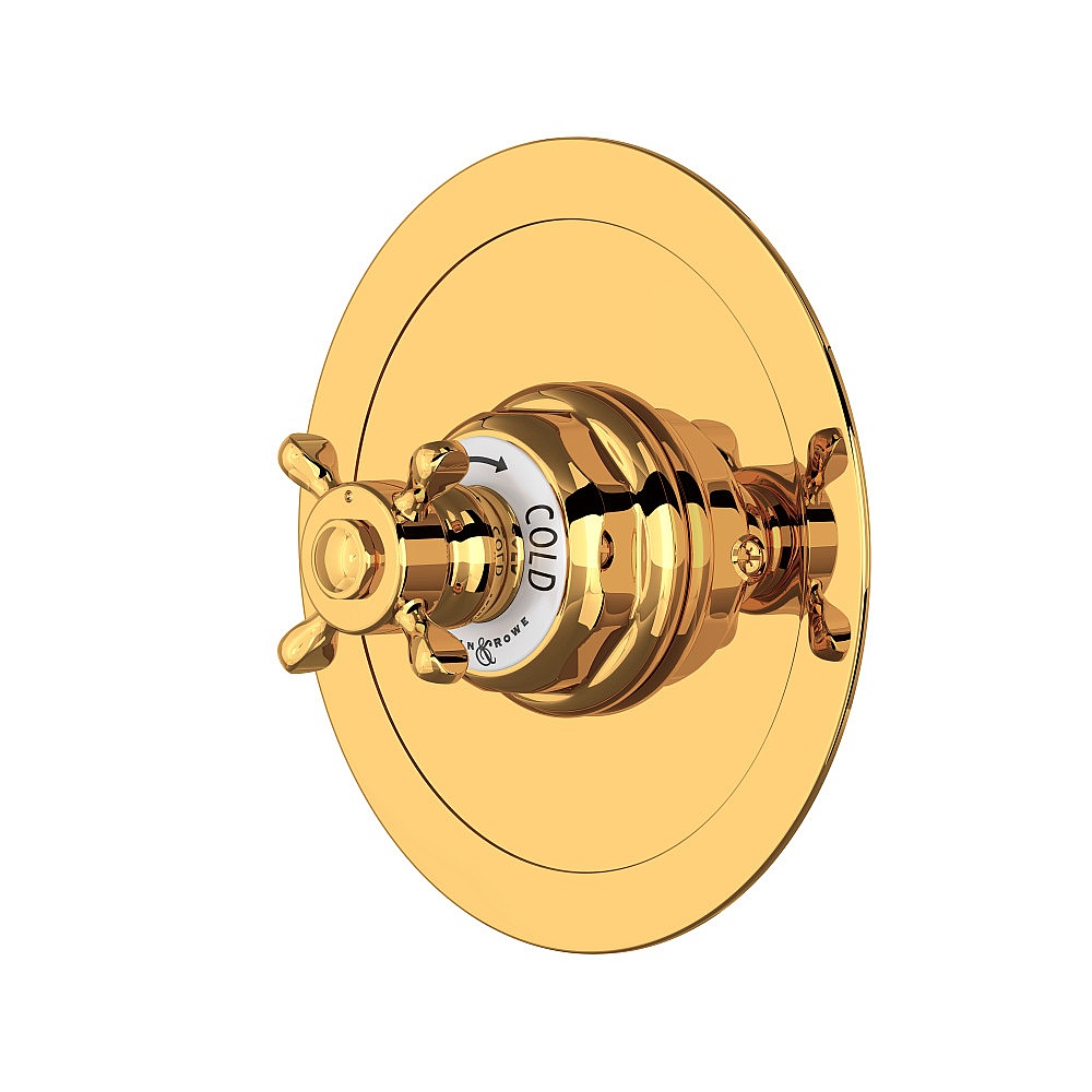 Perrin & Rowe U.5566X-EG/TO Edwardian™ 3/4" Round Thermostatic Trim Without Volume Control - English Gold