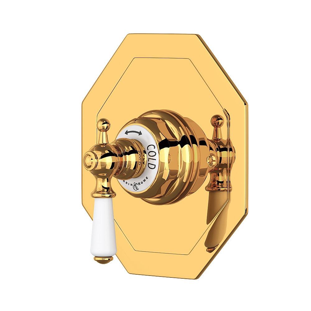 Perrin & Rowe U.5585L-EG/TO Edwardian™ 3/4" Octagonal Thermostatic Trim Without Volume Control - English Gold