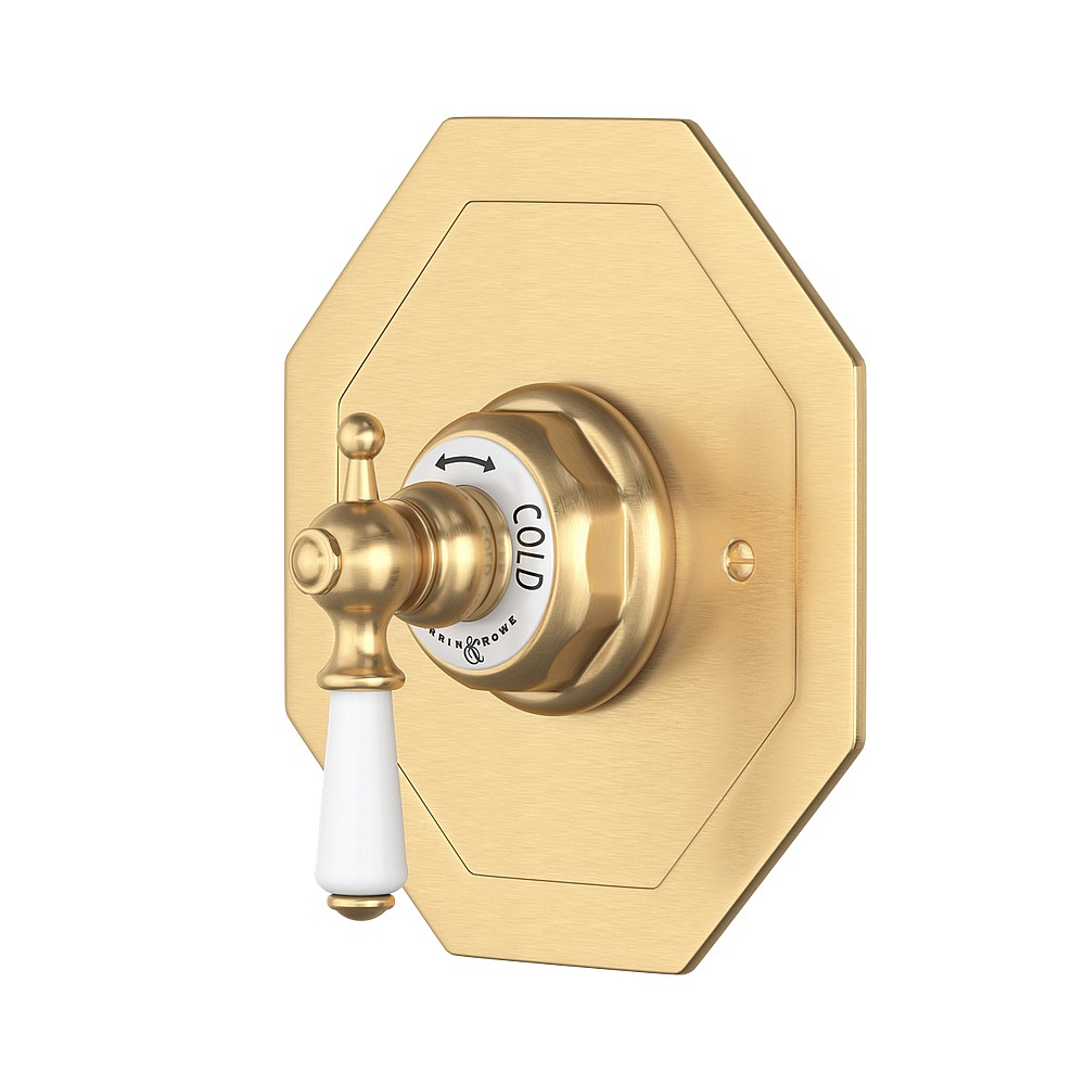 Perrin & Rowe U.5585L-SEG/TO Edwardian™ 3/4" Octagonal Thermostatic Trim Without Volume Control - Satin English Gold
