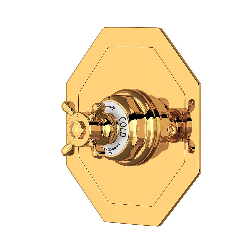 Perrin & Rowe U.5586X-EG/TO Edwardian™ 3/4" Octagonal Thermostatic Trim Without Volume Control - English Gold