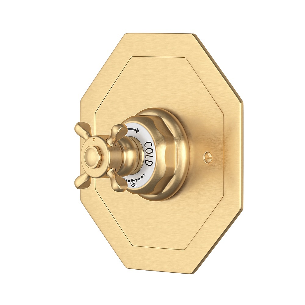 Perrin & Rowe U.5586X-SEG/TO Edwardian™ 3/4" Octagonal Thermostatic Trim Without Volume Control - Satin English Gold