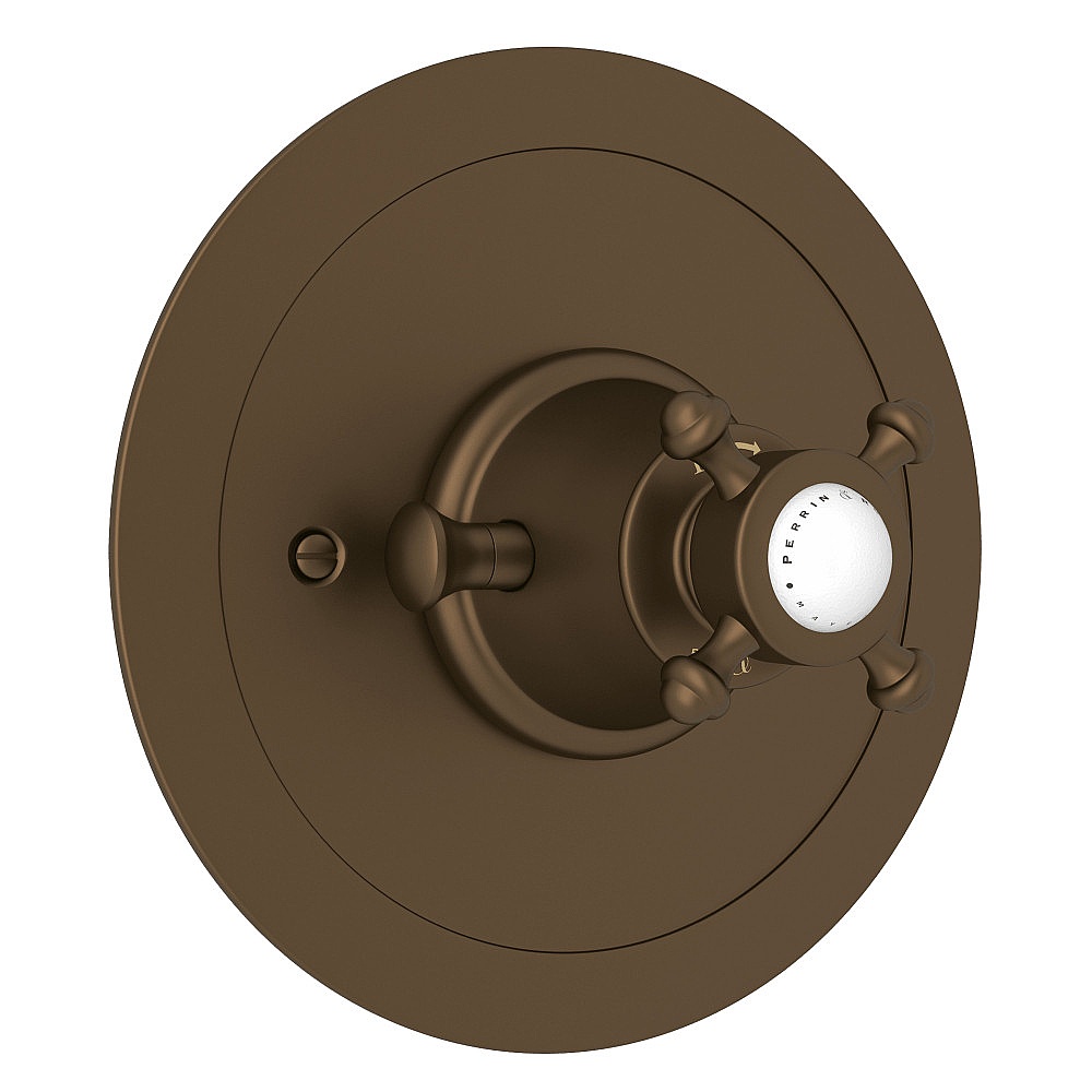 Perrin & Rowe U.5786X-EB/TO Edwardian™ 3/4" Round Thermostatic Trim Without Volume Control - English Bronze