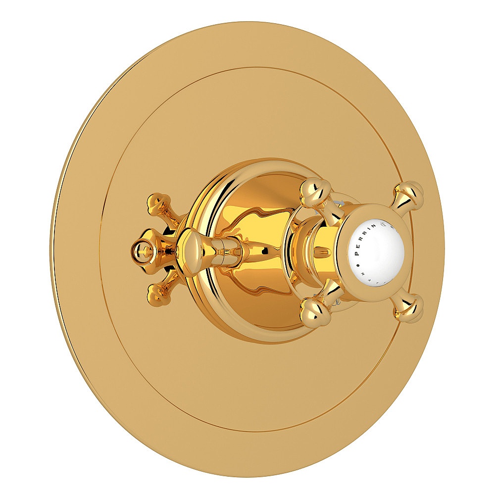 Perrin & Rowe U.5786X-EG/TO Edwardian™ 3/4" Round Thermostatic Trim Without Volume Control - English Gold