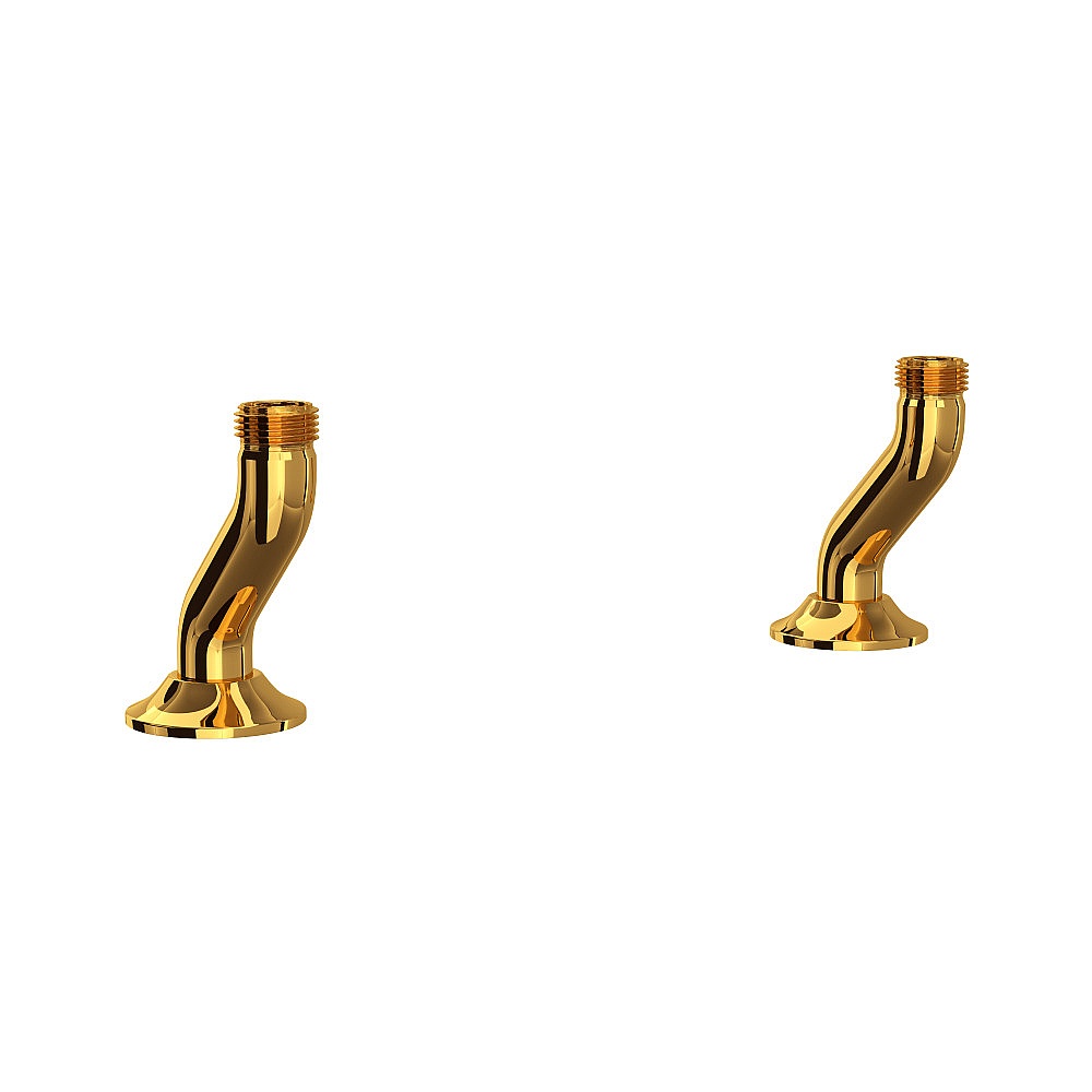 Perrin & Rowe U.6793ULB-2 Georgian Era™ Bridge Kitchen Faucet Deck Unions - Unlacquered Brass