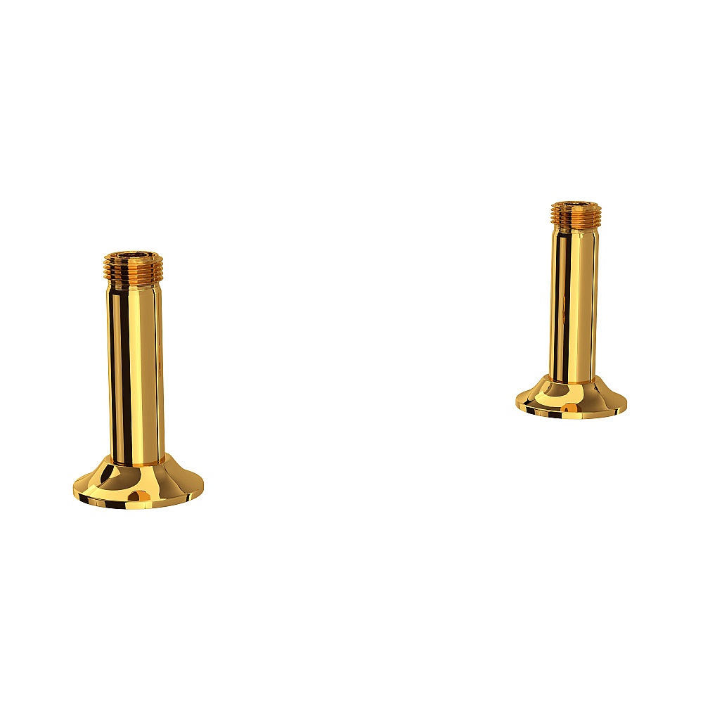 Perrin & Rowe U.6794ULB-2 Georgian Era™ Bridge Faucet Straight Deck Unions - Unlacquered Brass