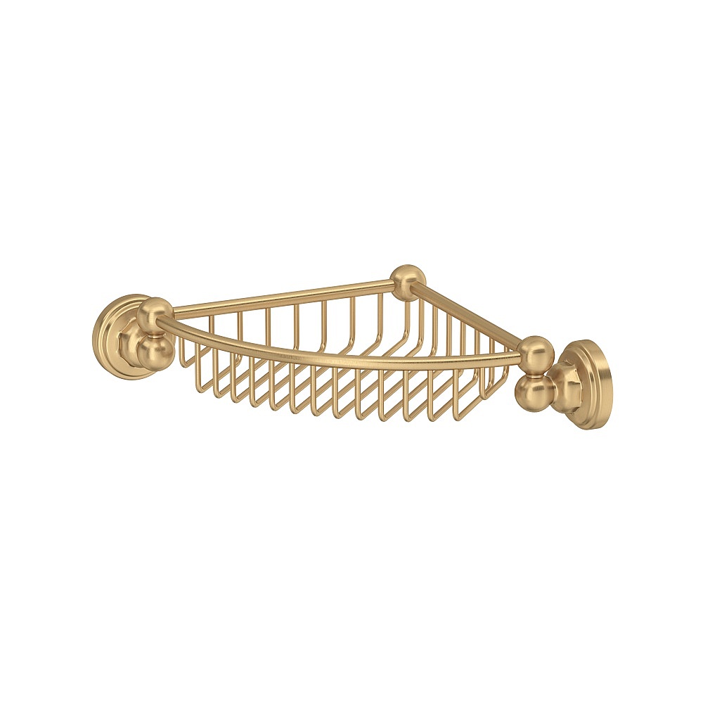 Perrin & Rowe U.6916SEG Edwardian™ Wall Mount Corner Basket - Satin English Gold