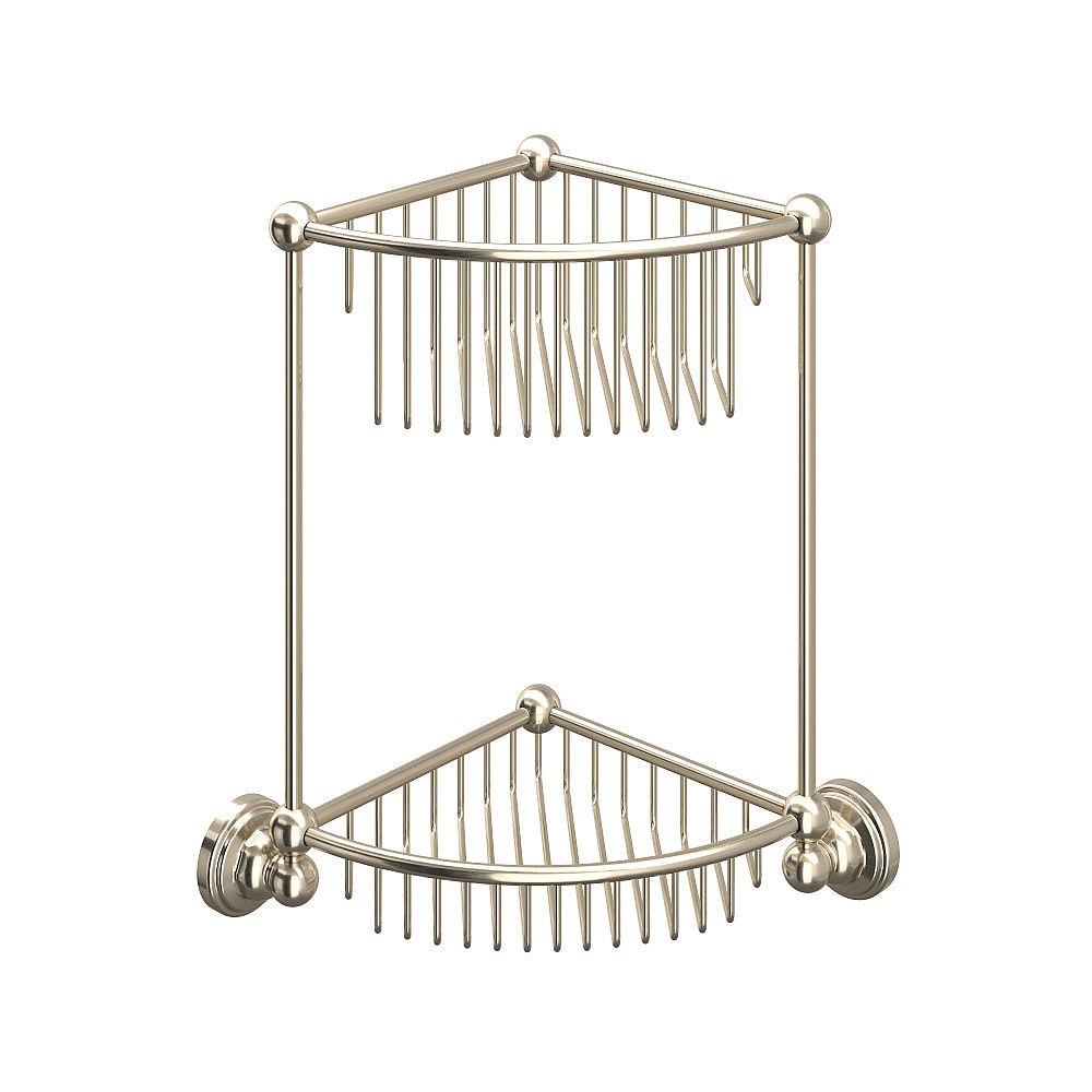 Perrin & Rowe U.6959STN Two Tier Corner Basket - Satin Nickel