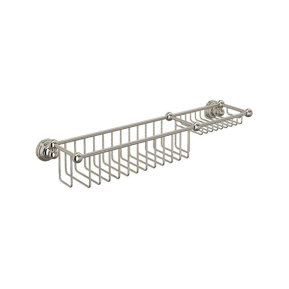 Perrin & Rowe U.6962PN 20" Bottle Basket With Soap Tray - Polished Nickel