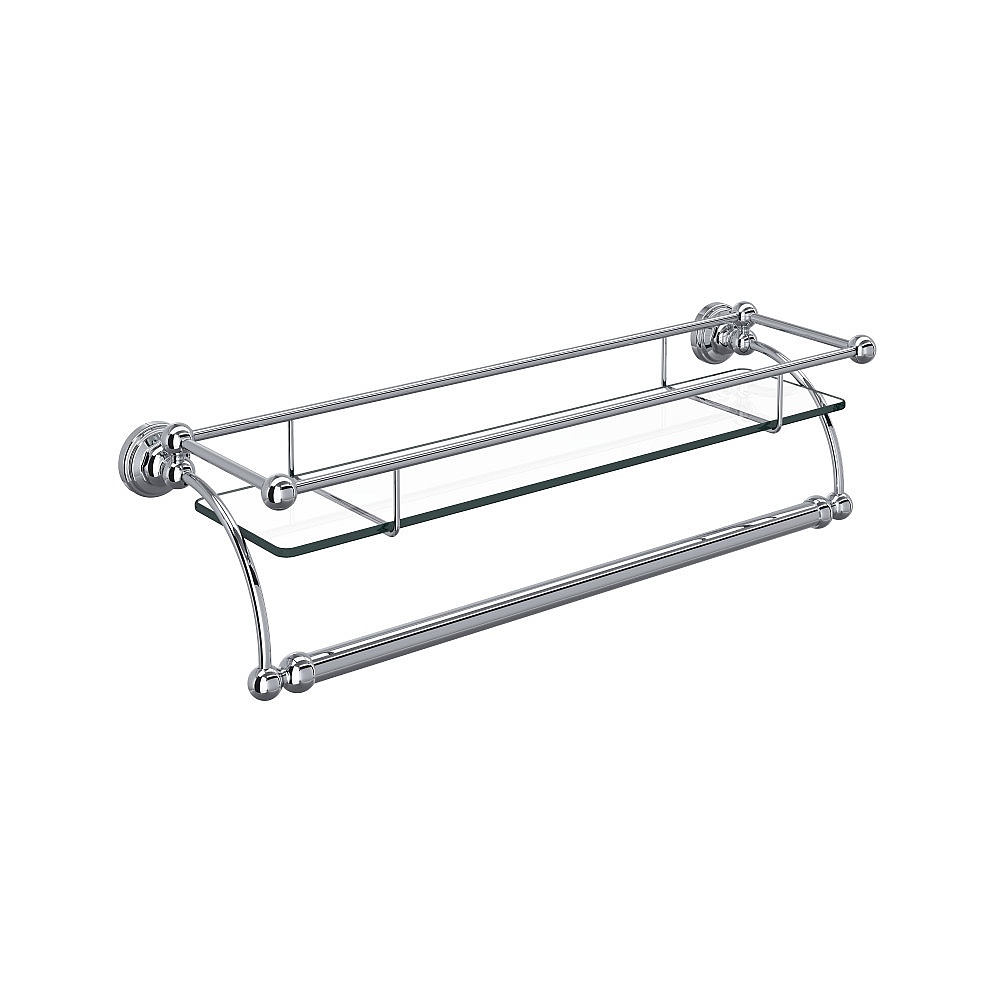 Perrin & Rowe U.6975APC Wall Mount Glass Vanity Shelf - Polished Chrome