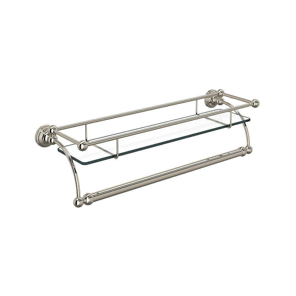 Perrin & Rowe U.6975PN Wall Mount Glass Vanity Shelf - Polished Nickel