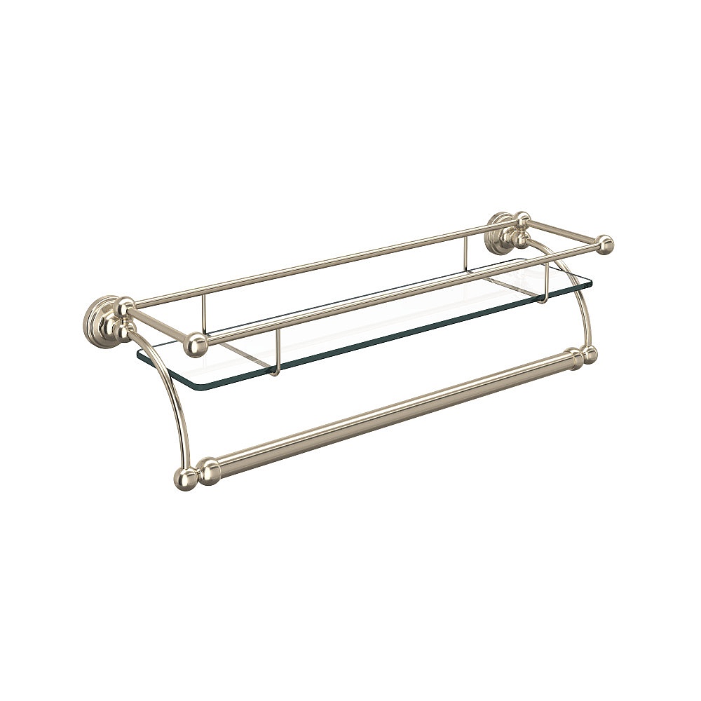 Perrin & Rowe U.6975STN Wall Mount Glass Vanity Shelf - Satin Nickel
