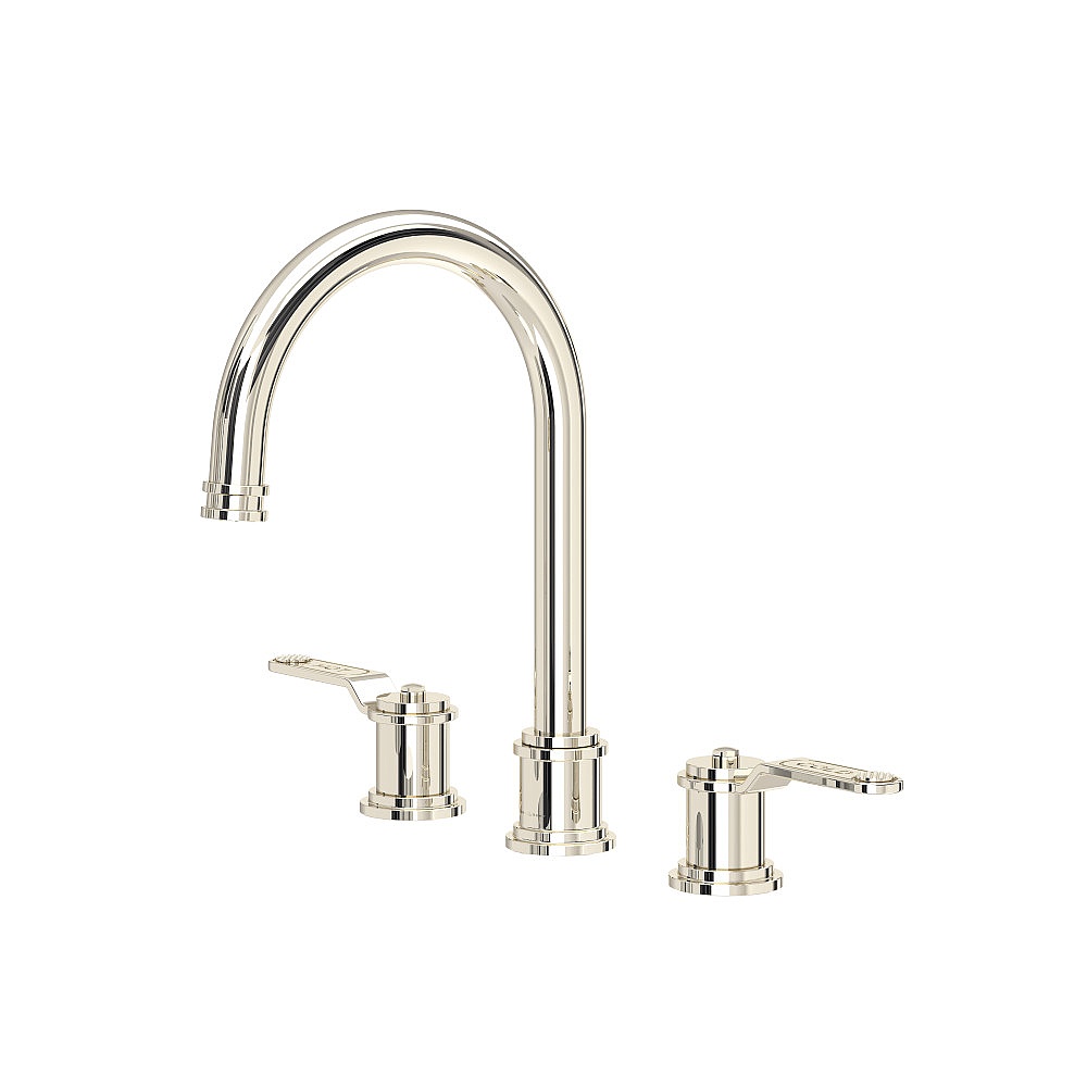 Perrin & Rowe U.AR08D3HTPN Armstrong™ Widespread Lavatory Faucet With C-Spout - Polished Nickel
