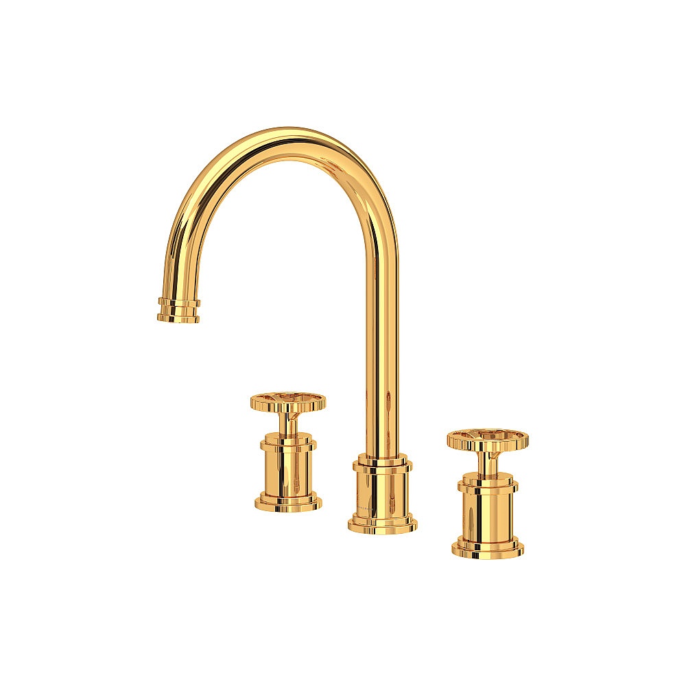 Perrin & Rowe U.AR08D3IWEG Armstrong™ Widespread Lavatory Faucet With C-Spout - English Gold