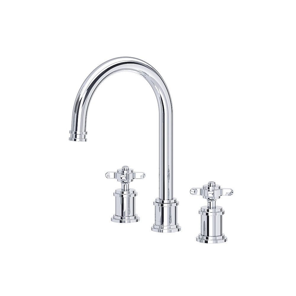 Perrin & Rowe U.AR08D3XMAPC Armstrong™ Widespread Lavatory Faucet With C-Spout - Polished Chrome