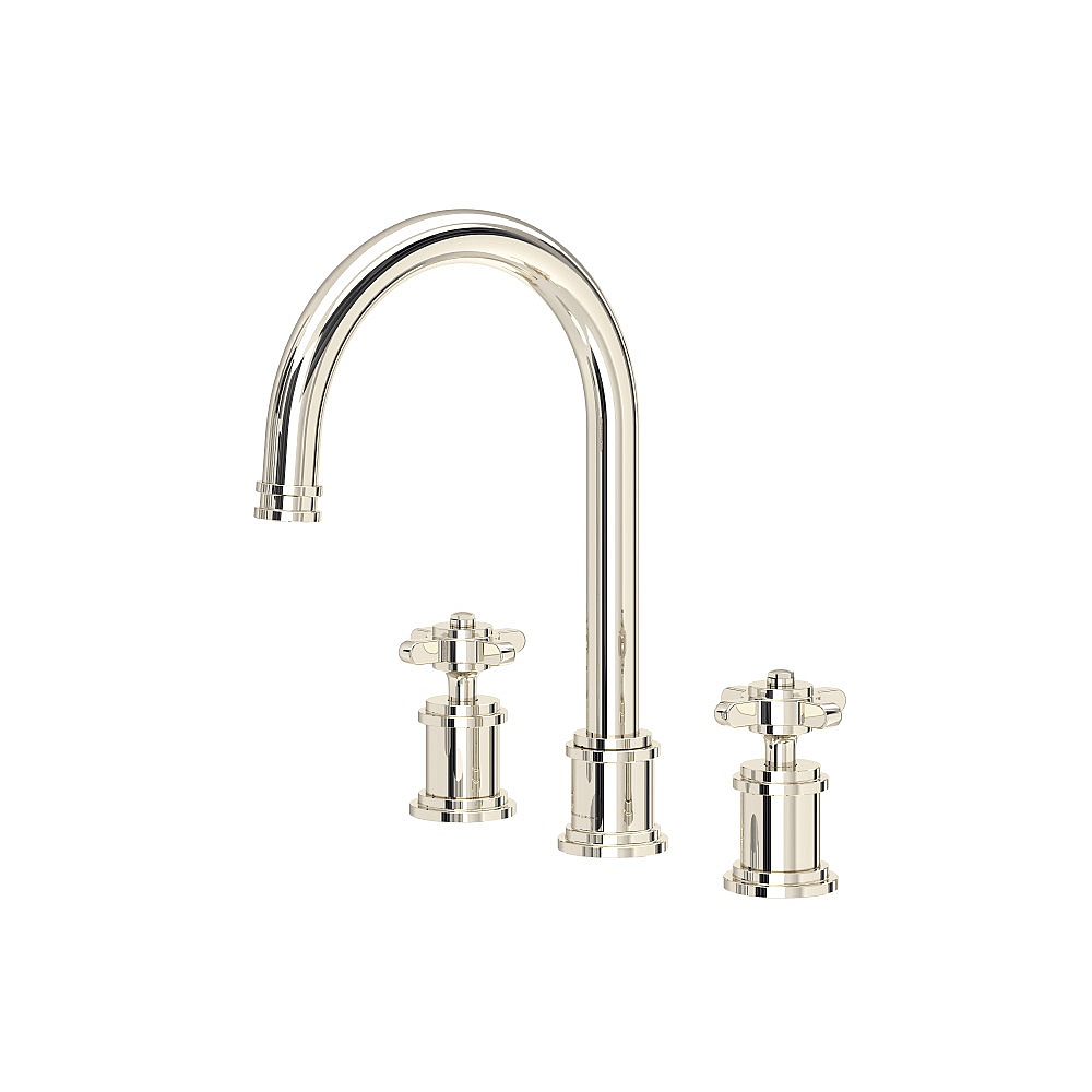 Perrin & Rowe U.AR08D3XMPN Armstrong™ Widespread Lavatory Faucet With C-Spout - Polished Nickel