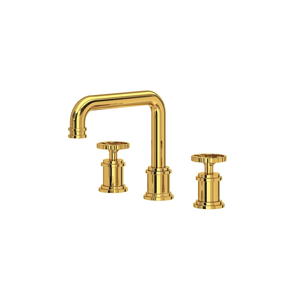 Perrin & Rowe U.AR09D3IWULB Armstrong™ Widespread Lavatory Faucet With U-Spout - Unlacquered Brass