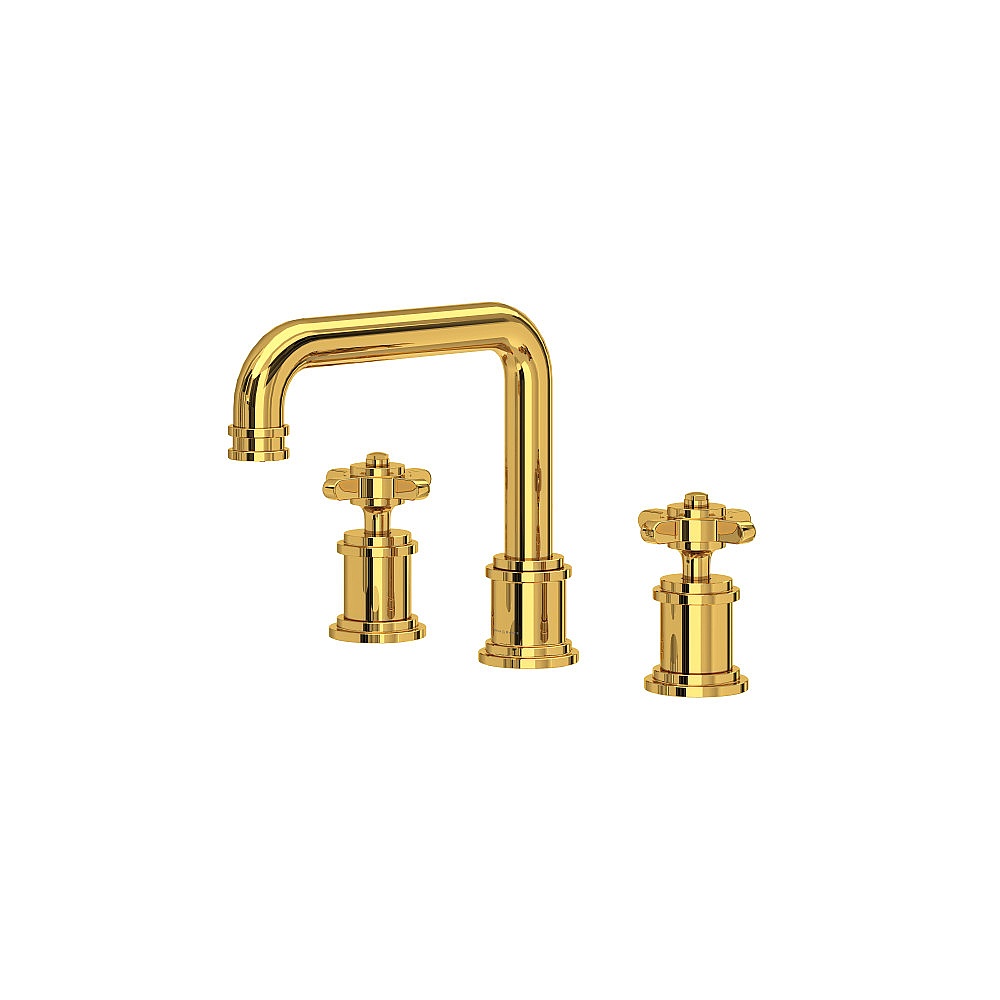 Perrin & Rowe U.AR09D3XMULB Armstrong™ Widespread Lavatory Faucet With U-Spout - Unlacquered Brass