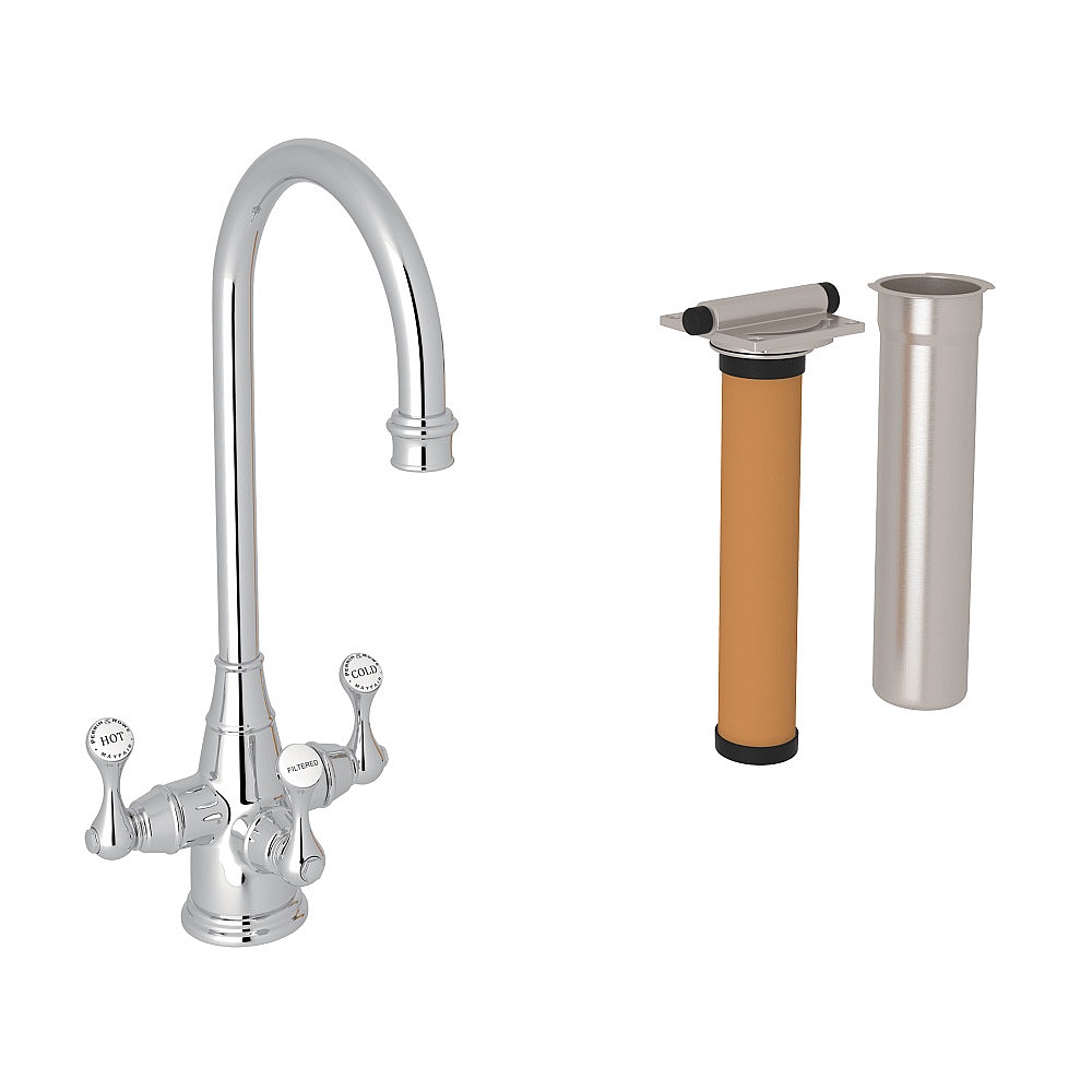 Perrin & Rowe U.KIT1220LS-APC-2 Georgian Era™ Three Handle Bar/Food Prep Filter Kitchen Faucet Kit - Polished Chrome
