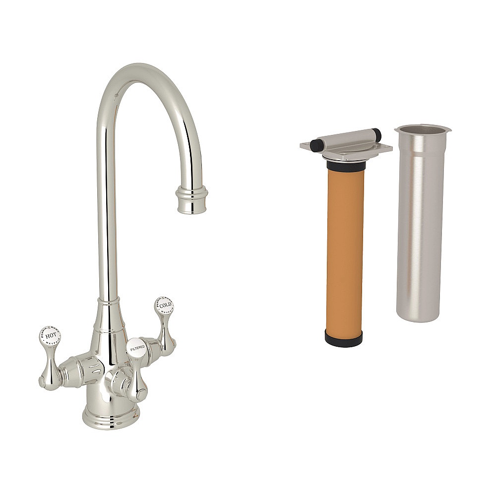 Perrin & Rowe U.KIT1220LS-PN-2 Georgian Era™ Three Handle Bar/Food Prep Filter Kitchen Faucet Kit - Polished Nickel