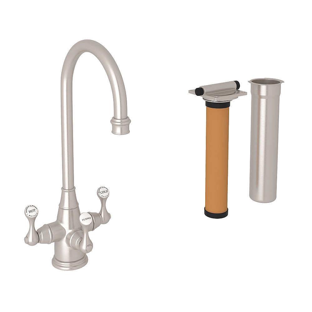 Perrin & Rowe U.KIT1220LS-STN-2 Georgian Era™ Three Handle Bar/Food Prep Filter Kitchen Faucet Kit - Satin Nickel