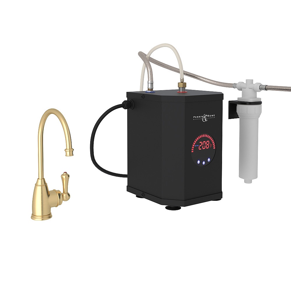 Perrin & Rowe U.KIT1307LS-SEG-2 Georgian Era™ Hot Water Dispenser, Tank And Filter Kit - Satin English Gold