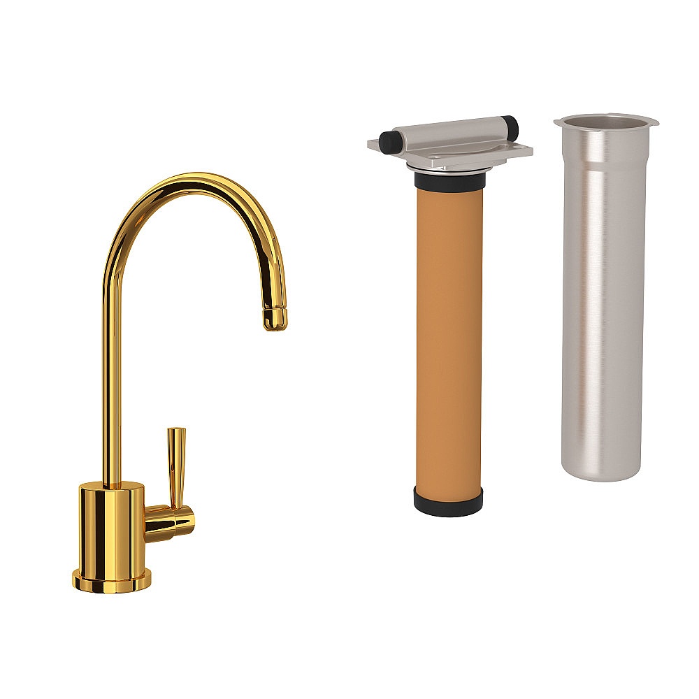 Perrin & Rowe U.KIT1601L-ULB-2 Holborn™ Filter Kitchen Faucet Kit - Unlacquered Brass