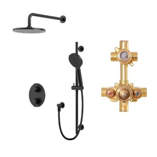Aquabrass "Umix" 2-Way Shower Kit + Thermostatic Valve - Electro Black