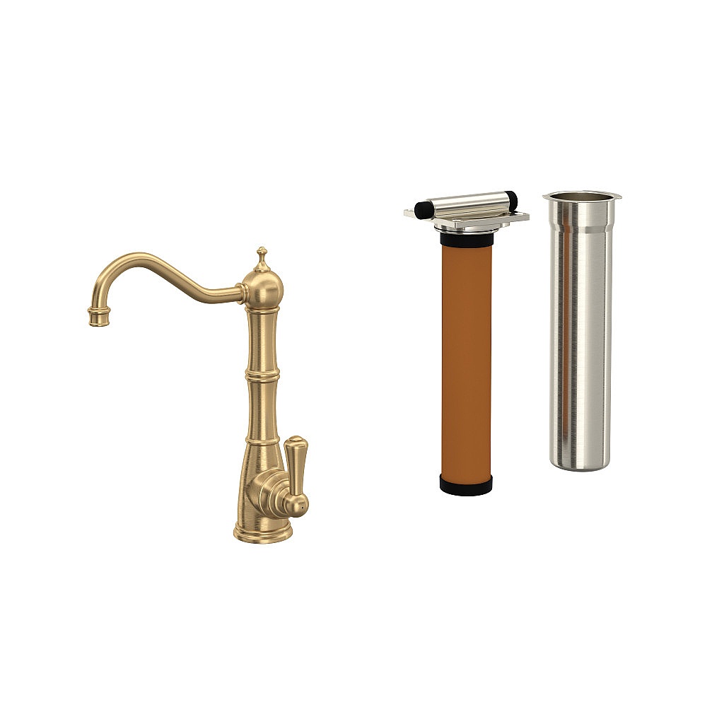 Perrin & Rowe U.KIT1621L-SEG-2 Edwardian™ Filter Kitchen Faucet Kit - Satin English Gold